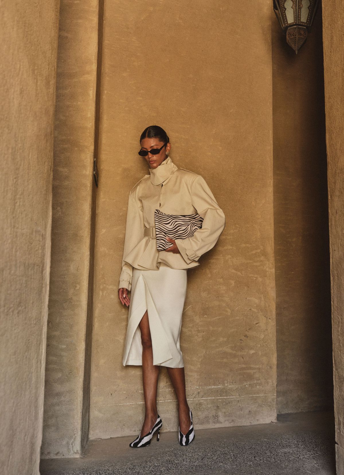 Cotton Peplum Trench Jacket