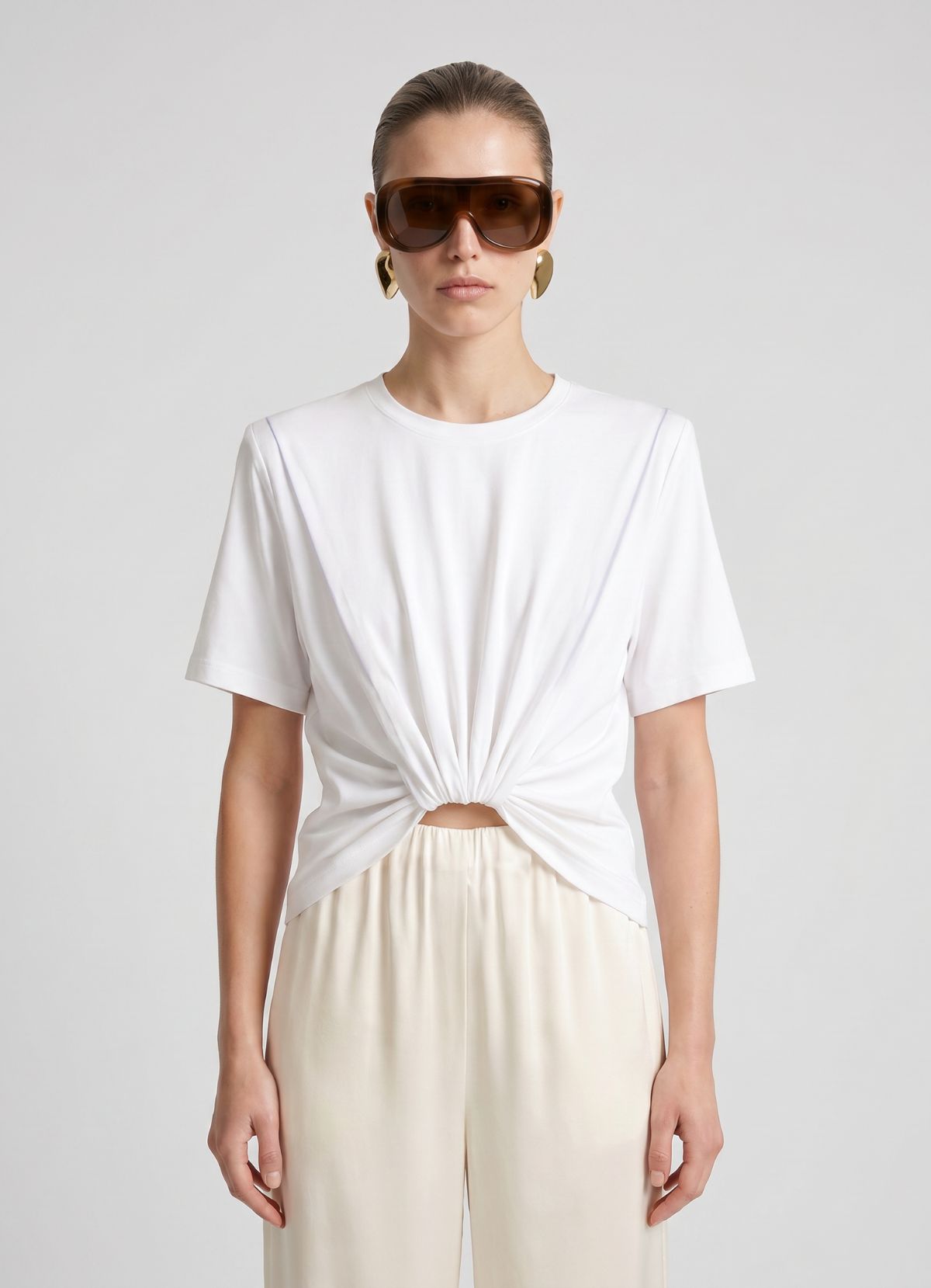White Ruched T-Shirt