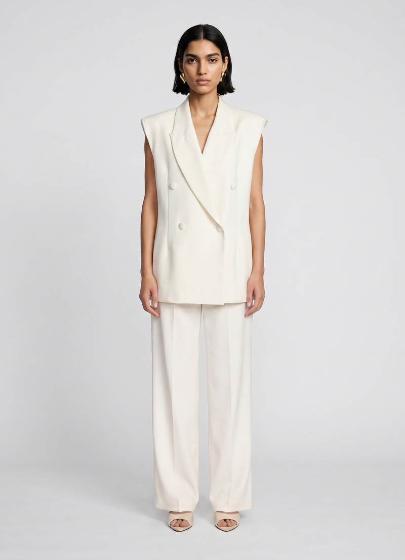 Cream Sleeveless Blazer
