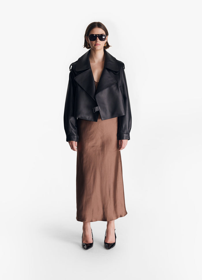 Nude Oversized Leather Jacket