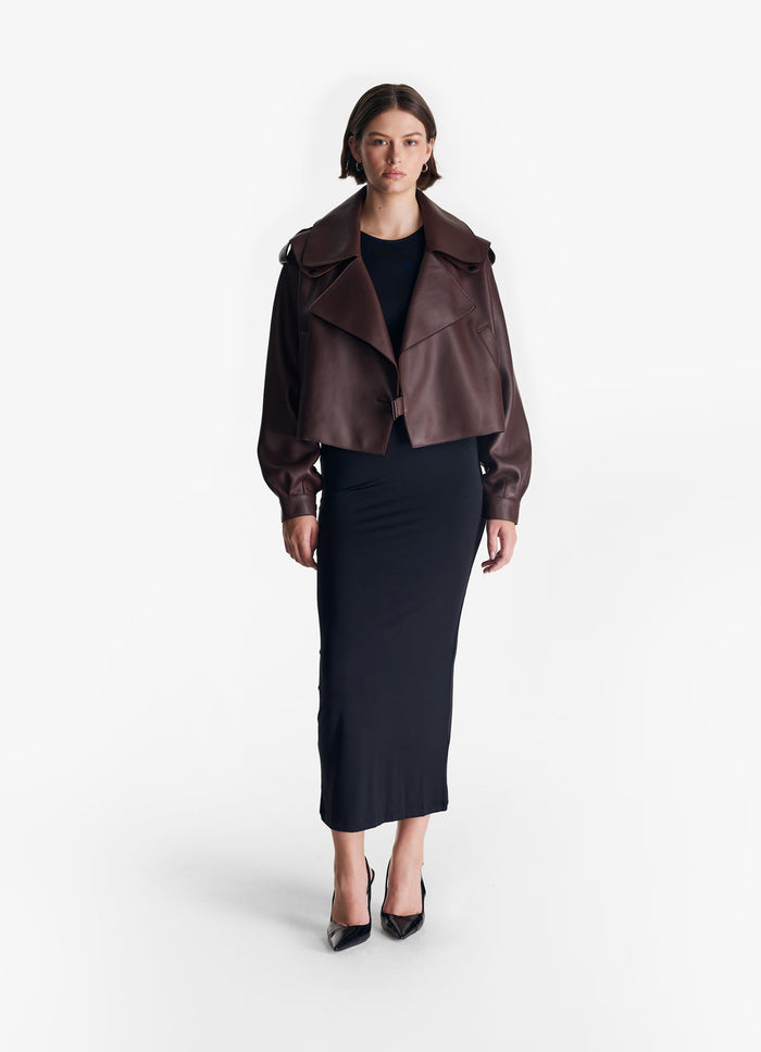 Nude Oversized Leather Jacket
