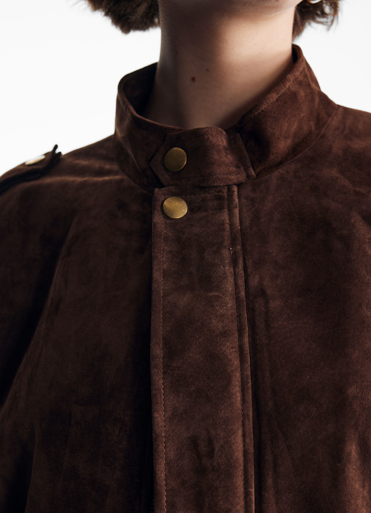 Brown Suede Bomber Jacket