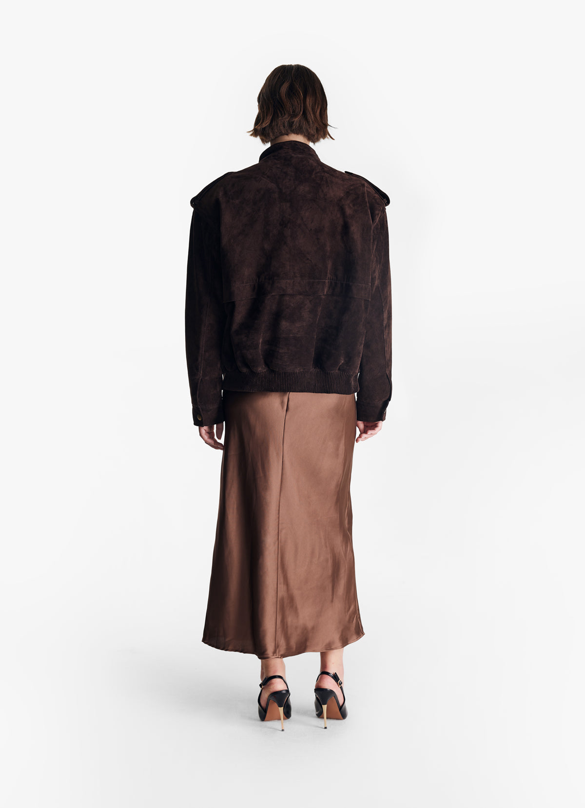 Chocolate Suede Bomber Jacket