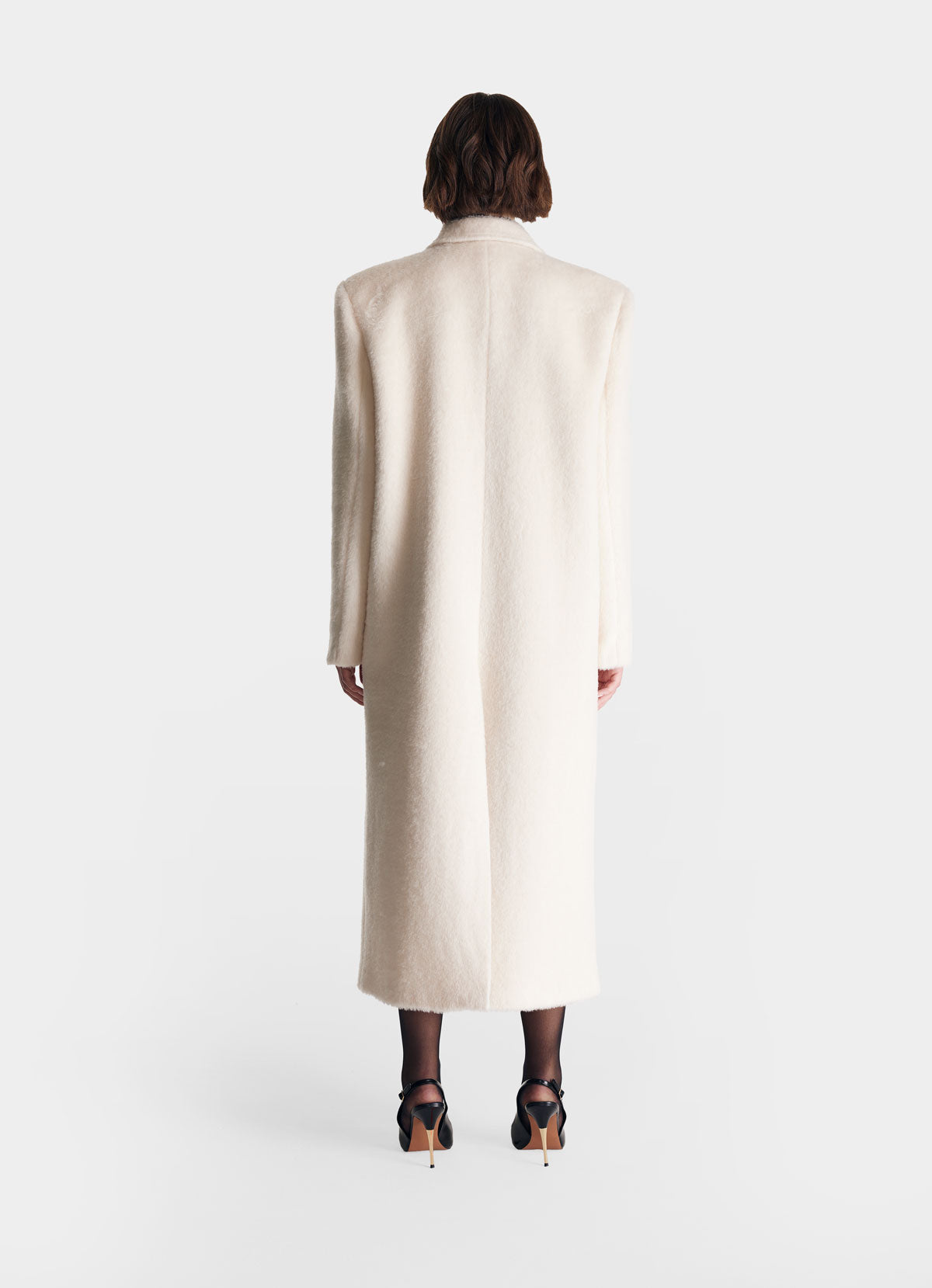 Cream Brushed Wool Trench Coat