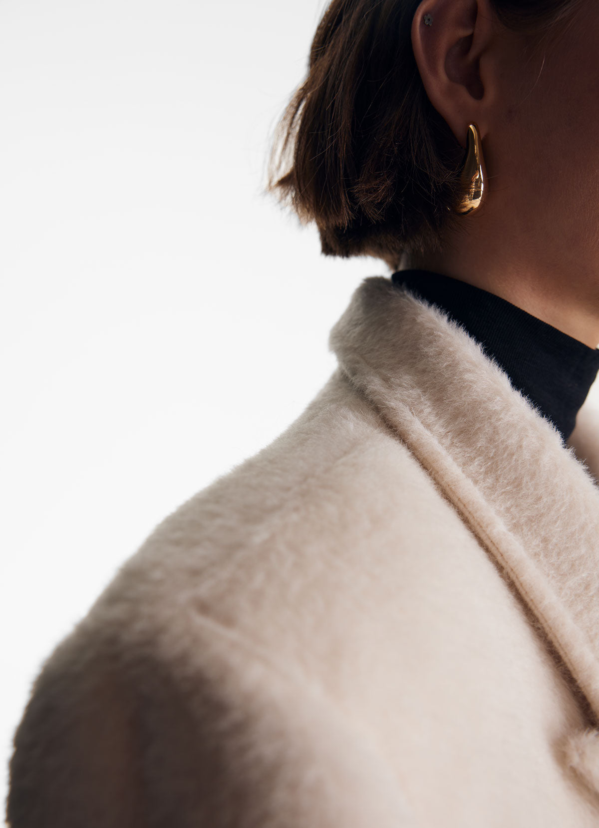 Cream Brushed Wool Trench Coat