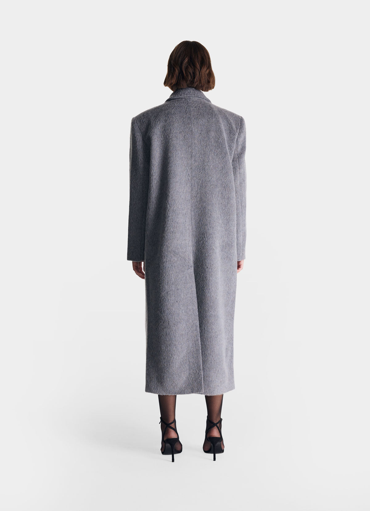 Grey Brushed Wool Trench Coat