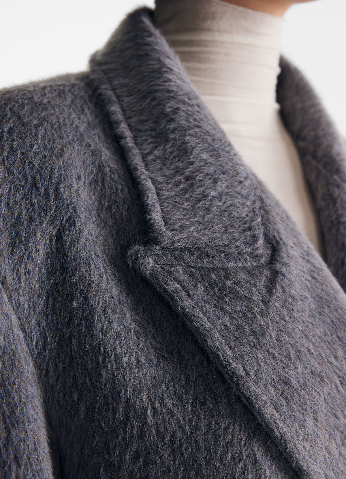 Grey Brushed Wool Trench Coat