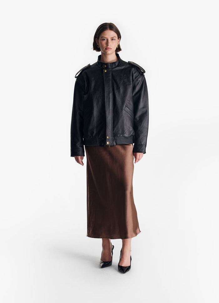 Black Leather Bomber Jacket