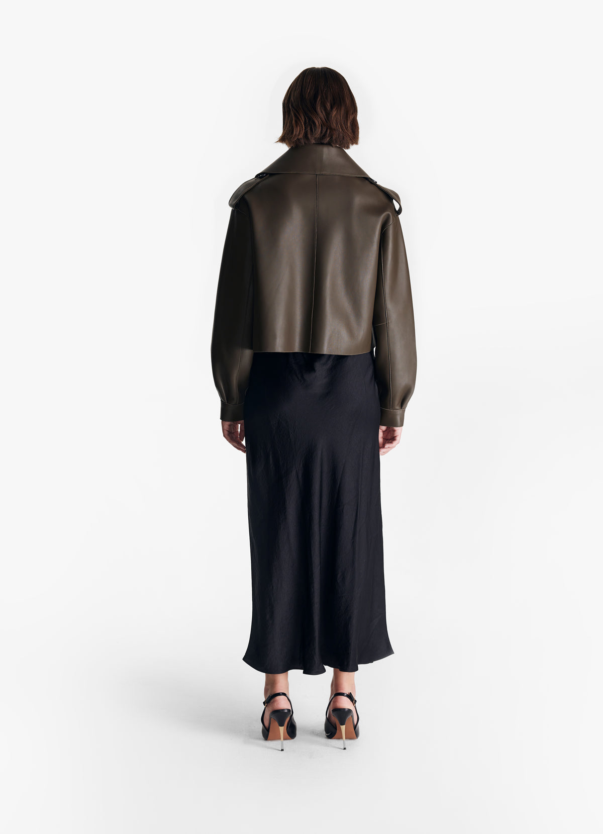 Olive Green Oversized Leather Jacket – de Savary International