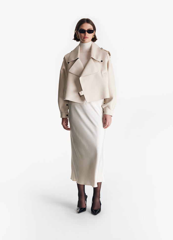 Nude Oversized Leather Jacket