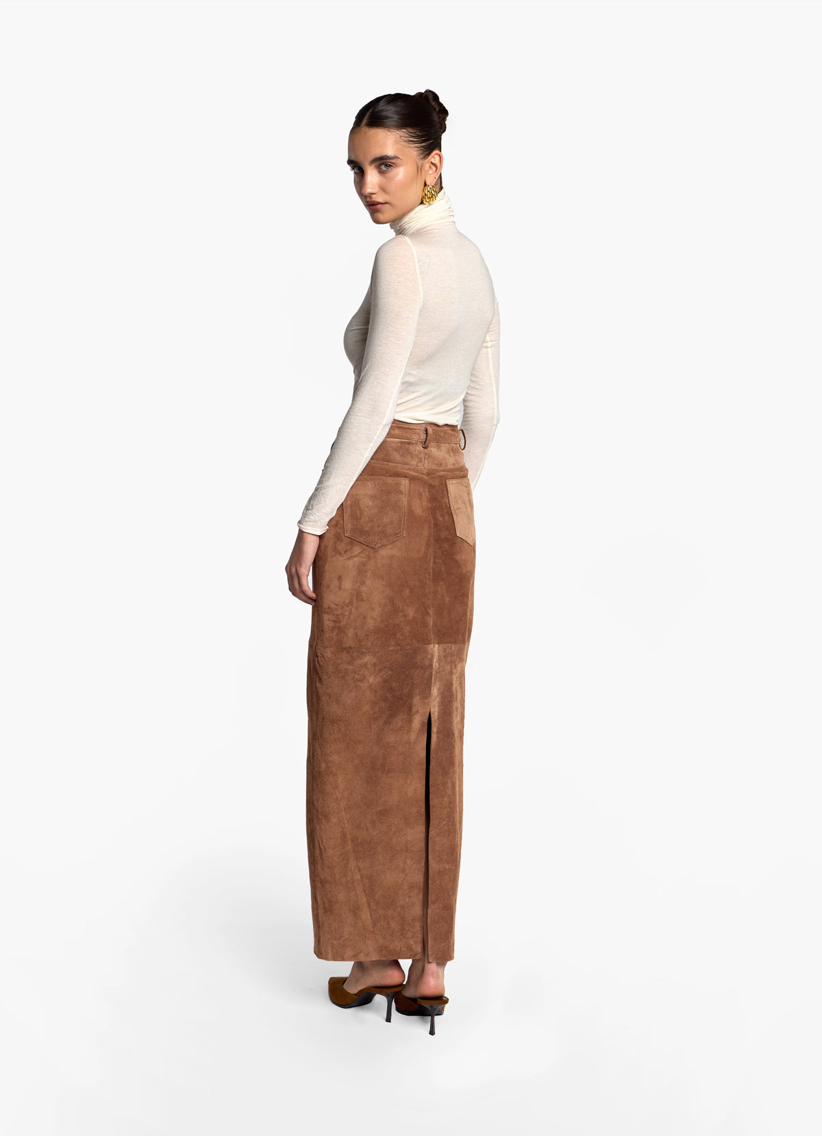 Mocha Suede Maxi Skirt