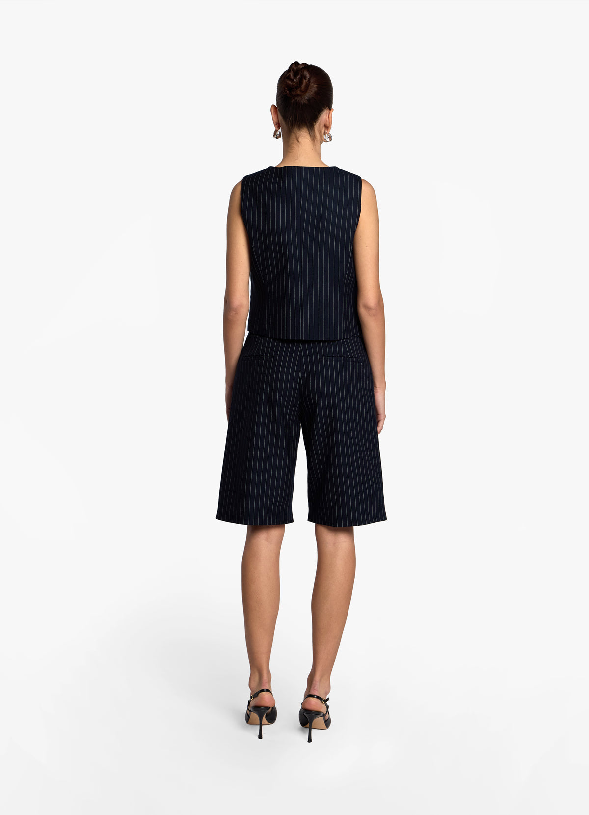 Navy Pinstripe Bermuda Shorts