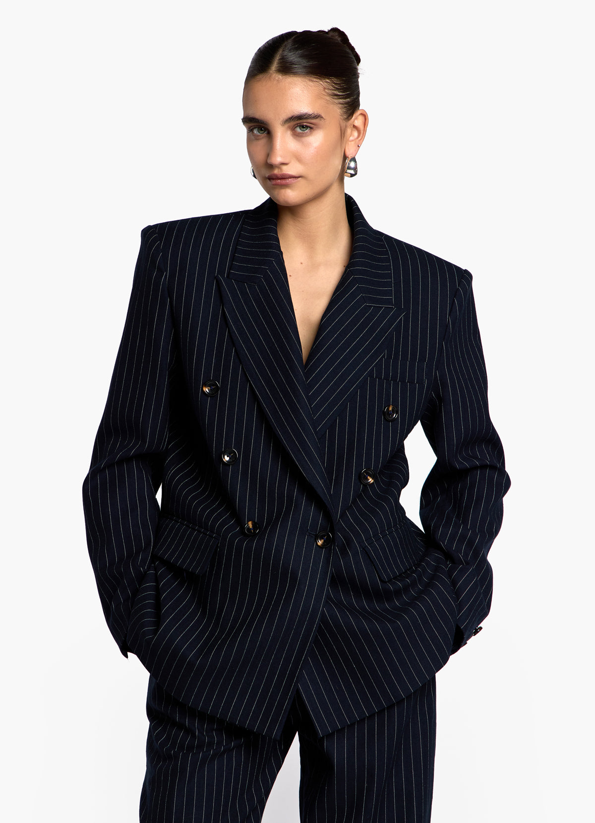 Navy Pinstripe Suit Blazer
