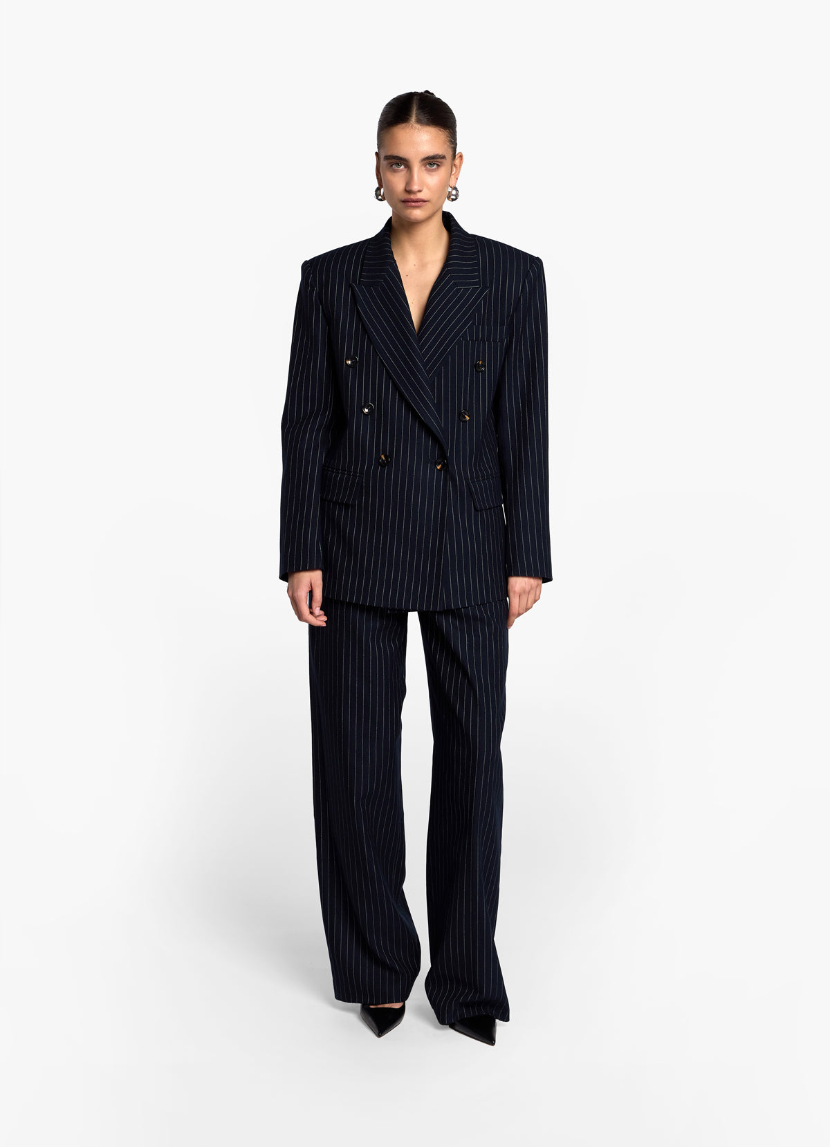 Navy Pinstripe Suit Blazer
