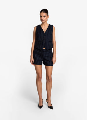 Navy Pinstripe Shorts
