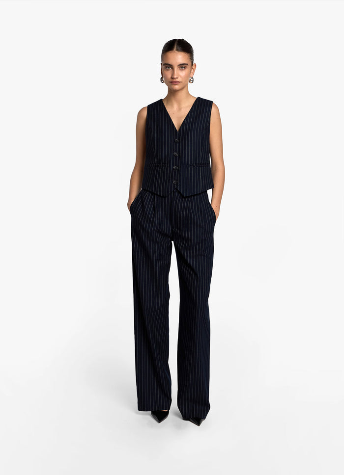 Navy Pinstripe Suit Trouser