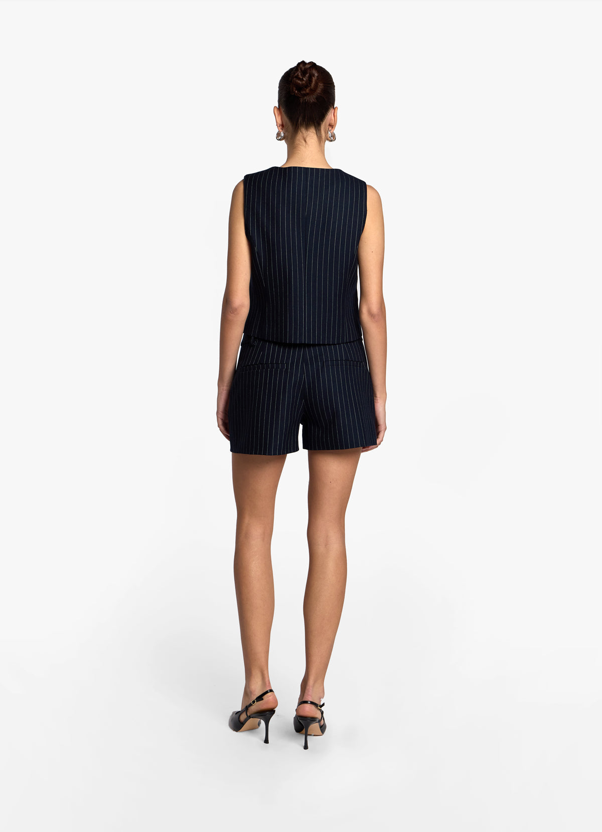 Navy Pinstripe Shorts