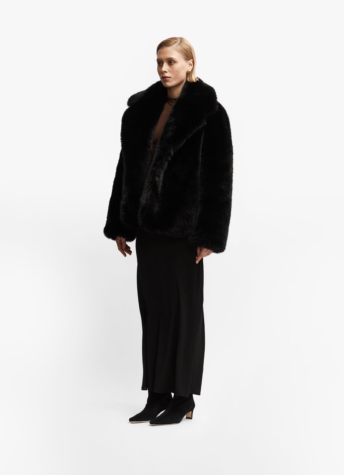 Black Faux Fur Coat