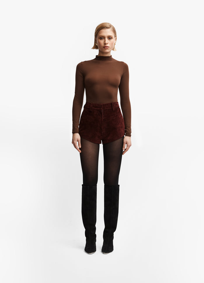 Burgundy Suede Shorts