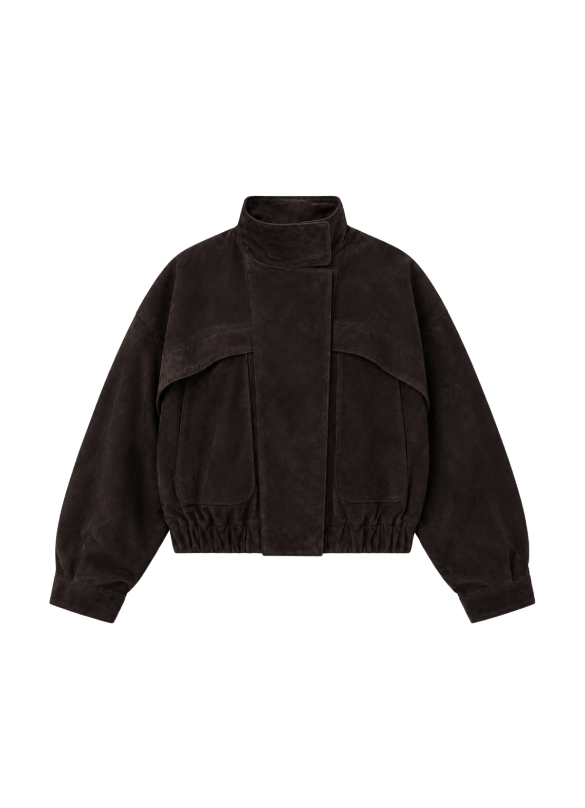 Espresso Suede Relaxed Bomber Jacket