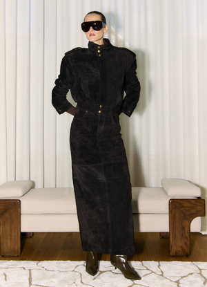 Espresso Suede Maxi Skirt
