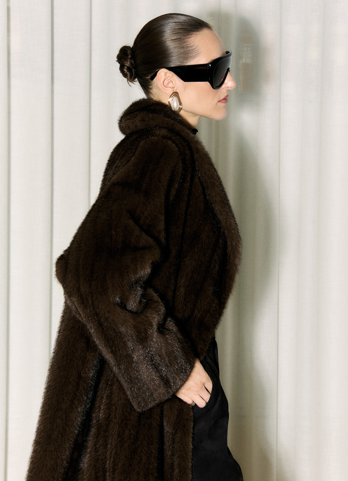 Brown Vintage Faux Fur Coat