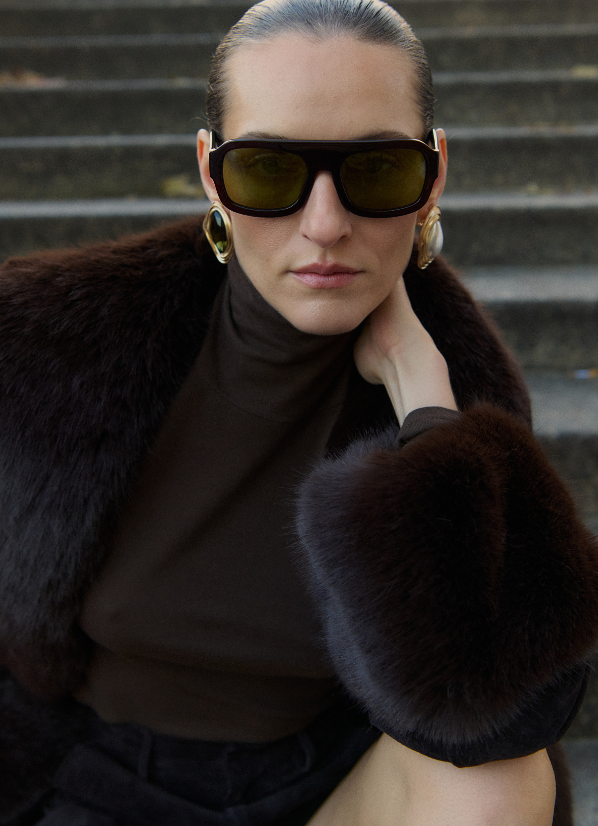 Espresso Suede Faux Fur Trim Maxi Coat