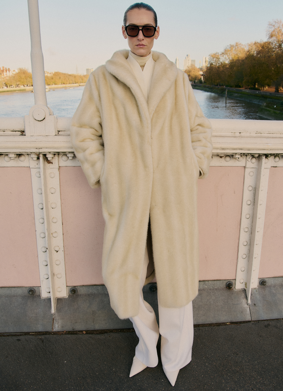 Cream Vintage Faux Fur Coat