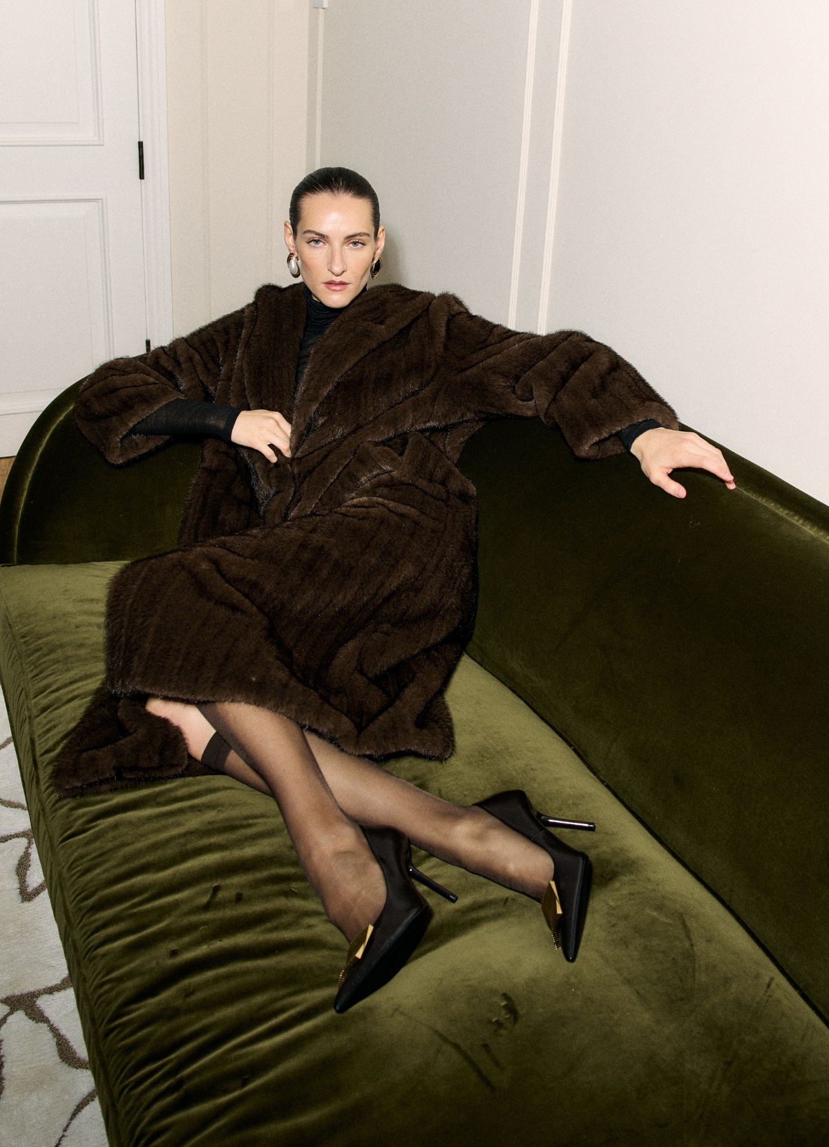 Brown Vintage Faux Fur Coat