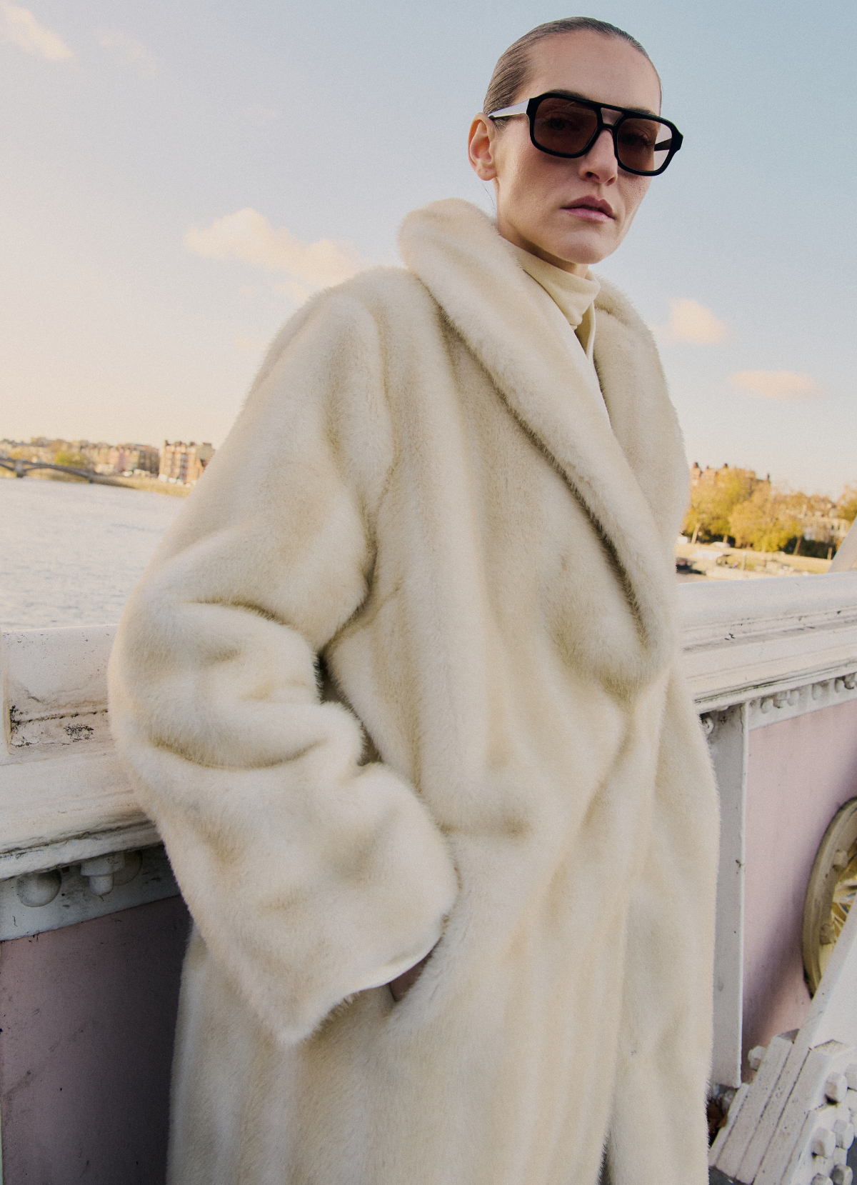 Cream Vintage Faux Fur Coat