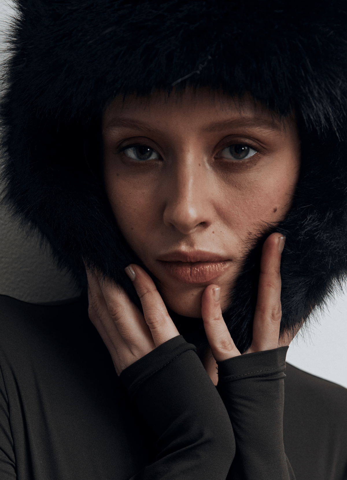 Black Faux Fur Trapper Hat