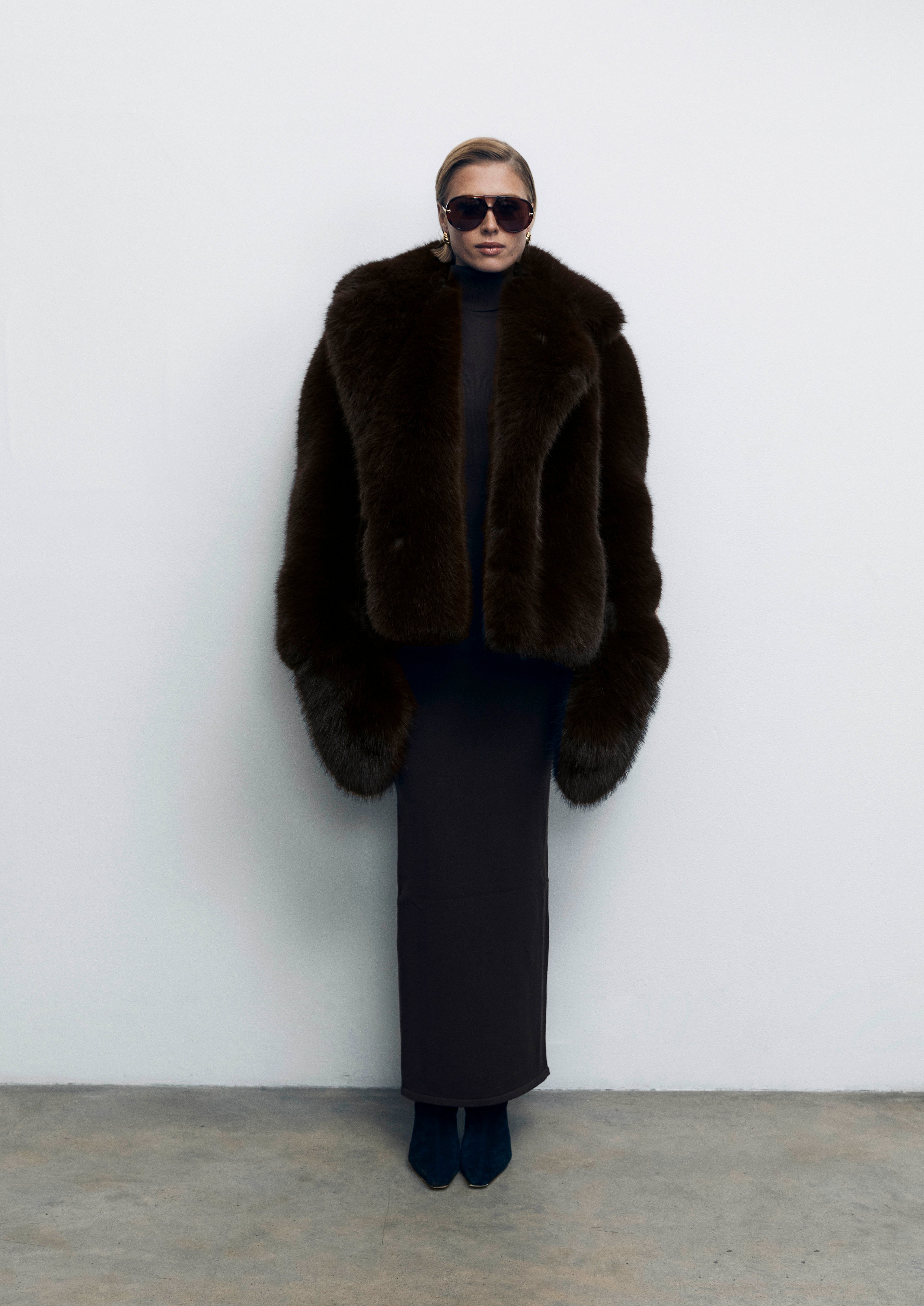 Brown Faux Fur Mittens