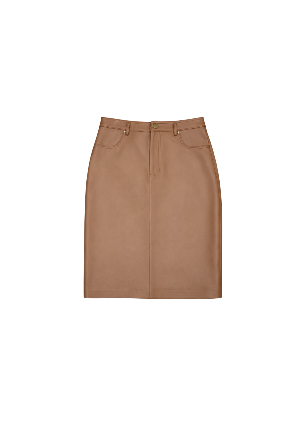 Mocha Leather Pencil Skirt