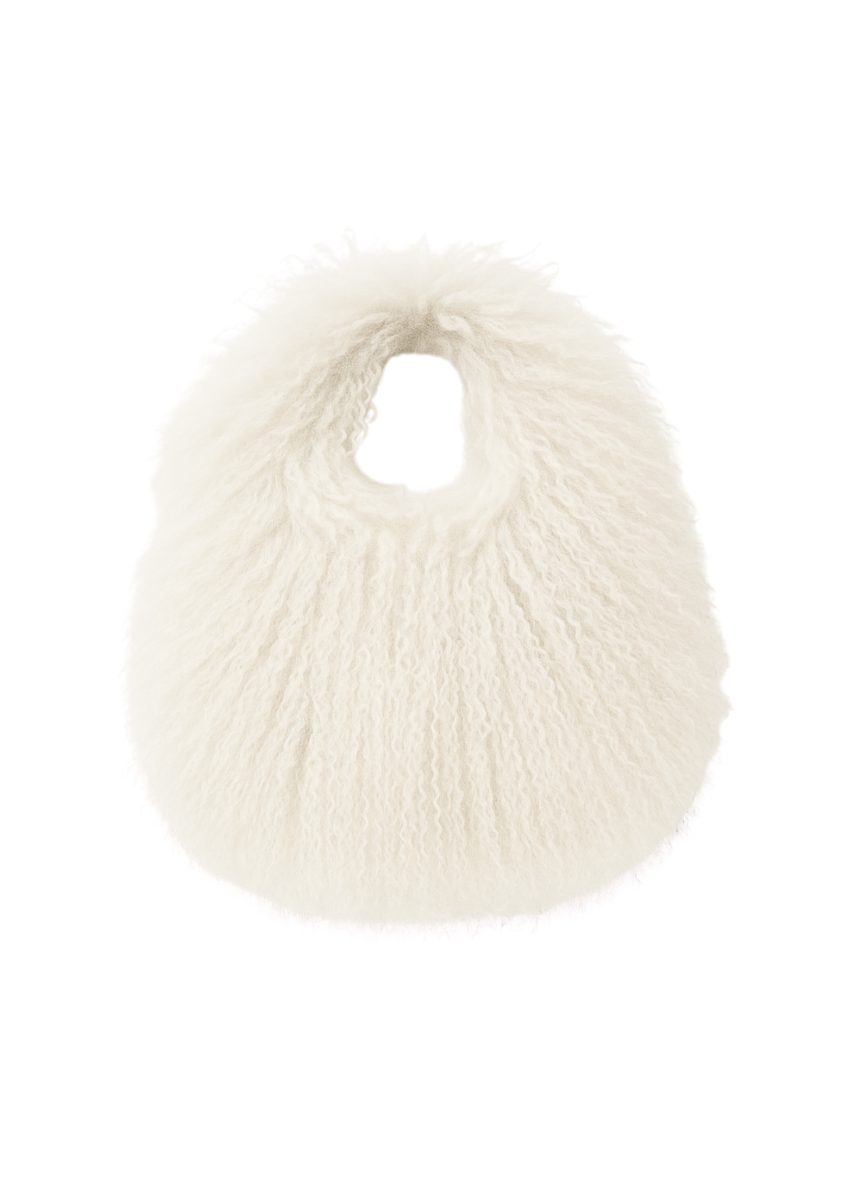 Product image of mongolian bag in white on white backdrop.