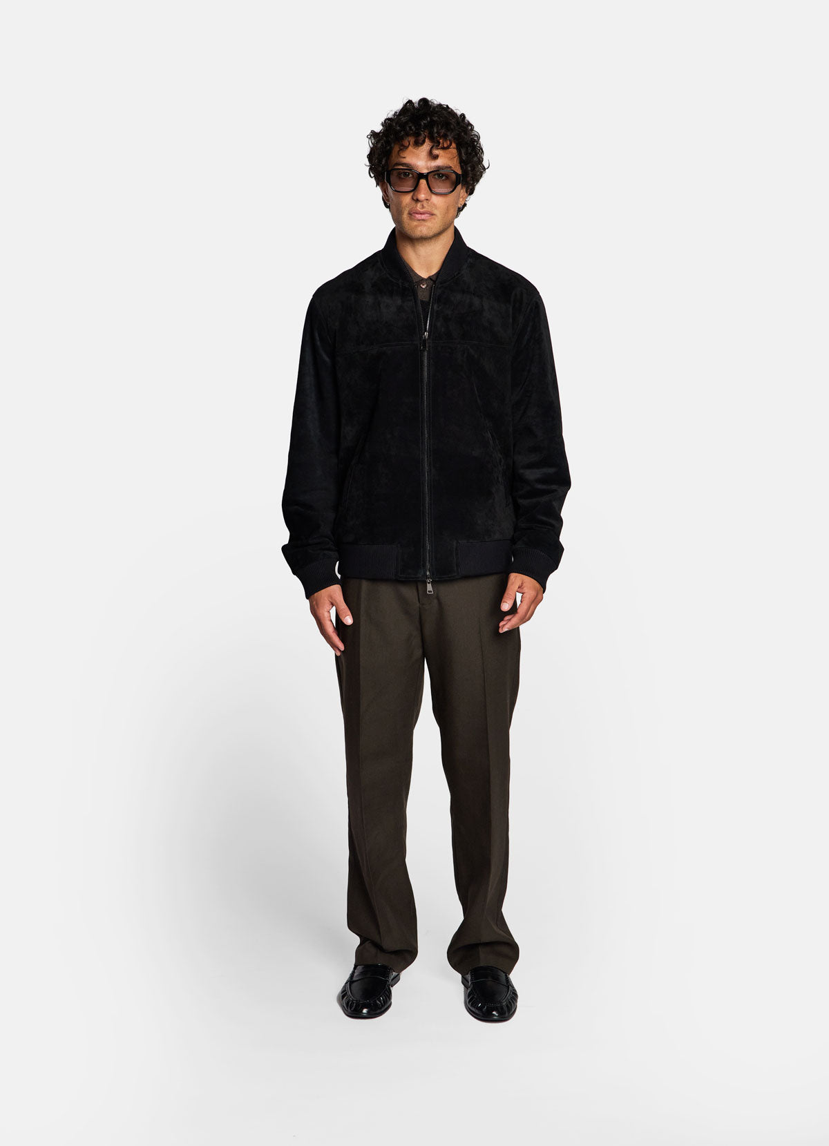 Black Suede Bomber Jacket - Men's Fit – de Savary International