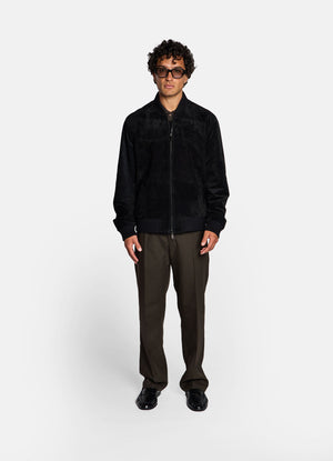 Black Suede Bomber Jacket - Men’s Fit