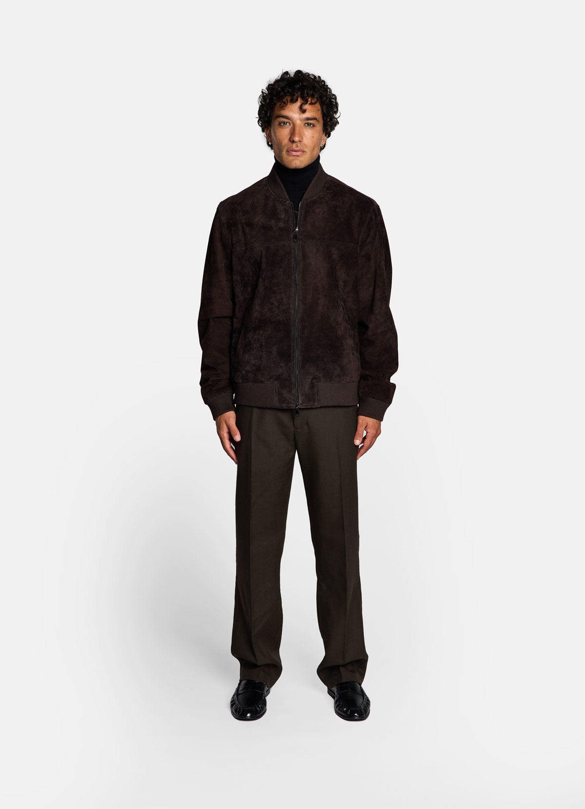 Espresso Suede Bomber Jacket - Men’s Fit