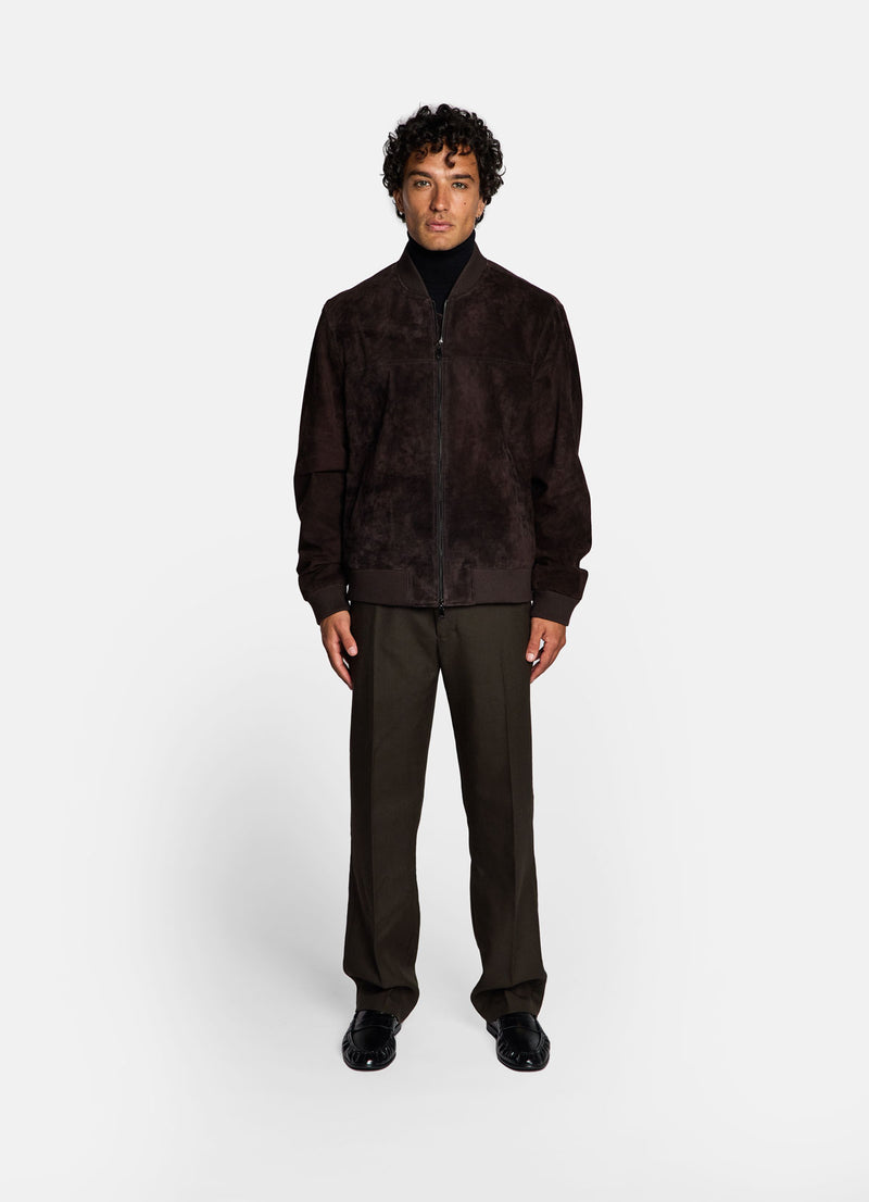 Espresso Suede Bomber Jacket - Men’s Fit