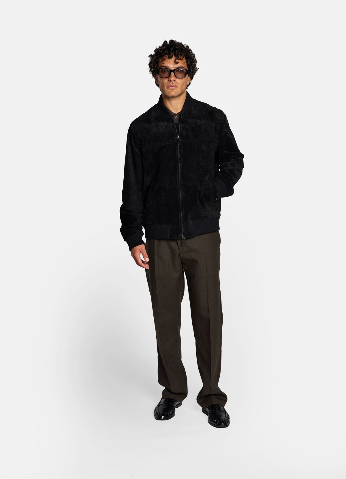 Black Suede Bomber Jacket - Men’s Fit