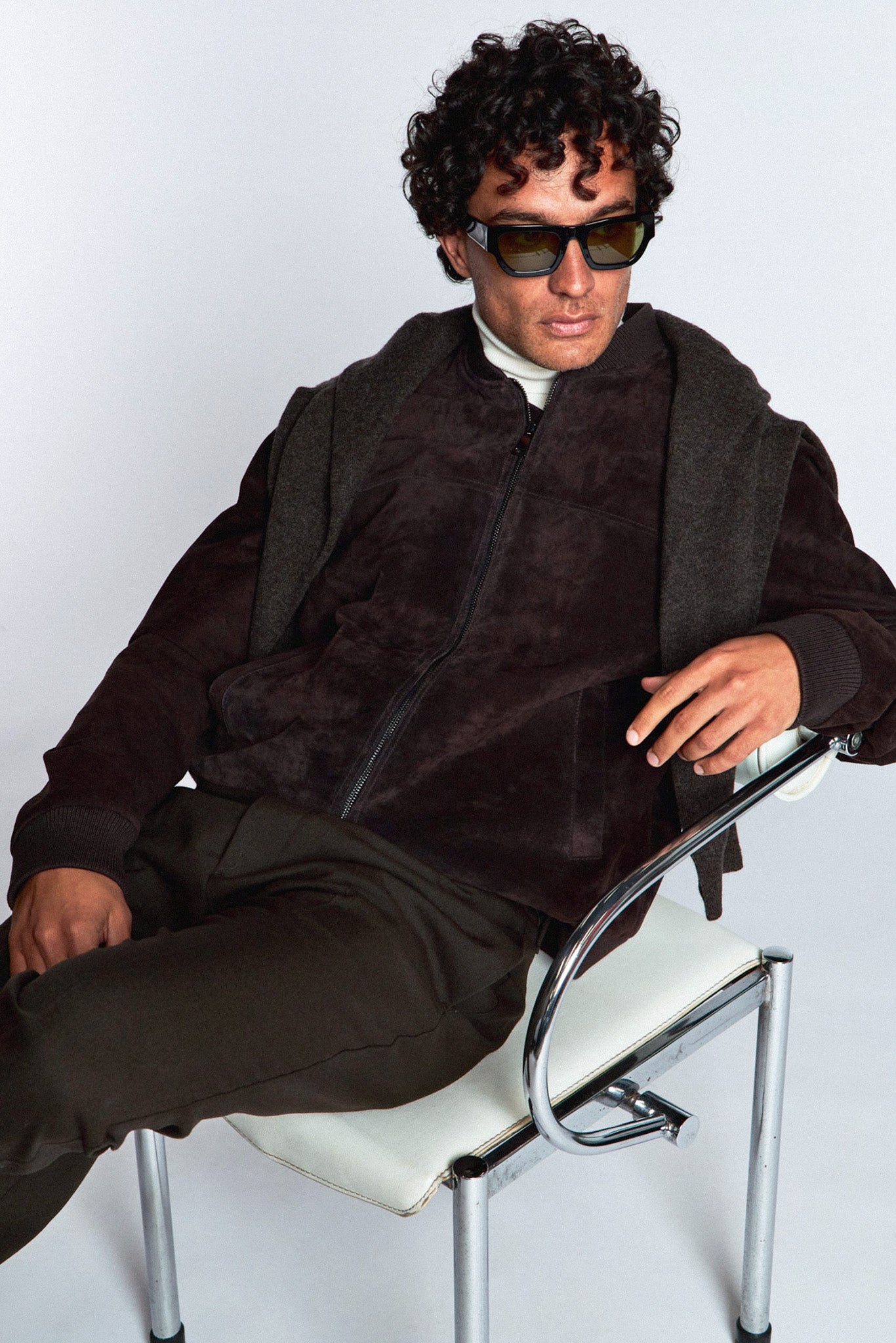 Espresso Suede Bomber Jacket - Men’s Fit