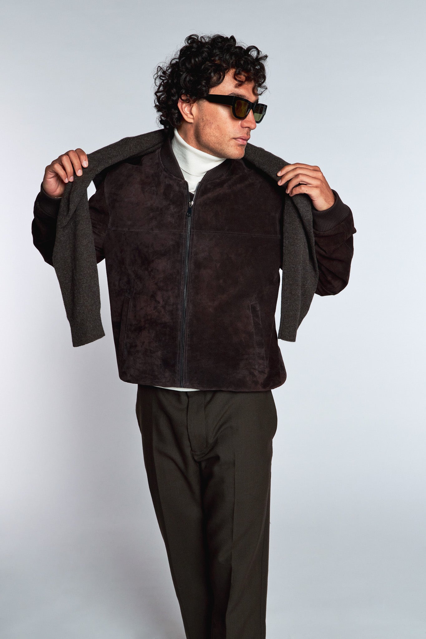 Espresso Suede Bomber Jacket - Men’s Fit